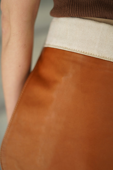 VINTAGE HERMES <br>SILHOUETTE WITH REMOVABLE POCKETS IN ”TOILE H" CANVAS WITH LEATHER