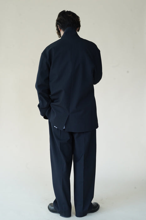 CRISTASEYA<br>OVERSIZED BLAZER<br>in BLACK/NAVY STRIPES