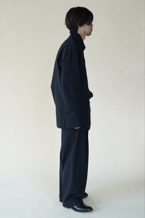 CRISTASEYA<br>OVERSIZED BLAZER<br>in BLACK/NAVY STRIPES