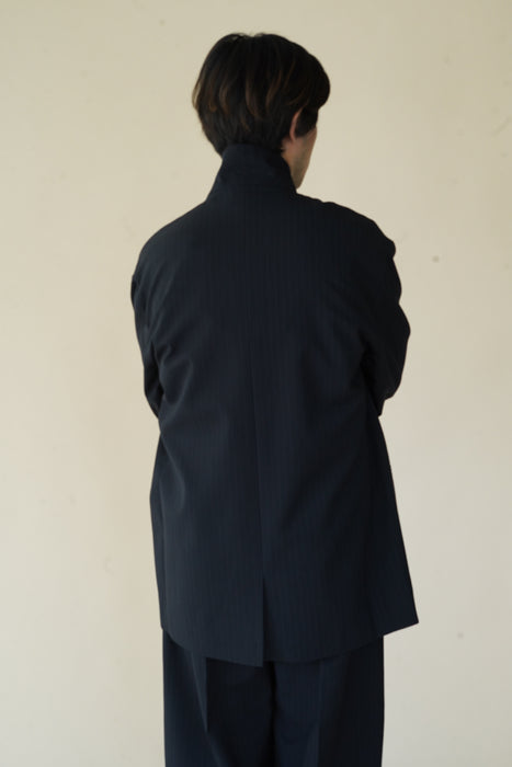 CRISTASEYA<br>OVERSIZED BLAZER<br>in BLACK/NAVY STRIPES