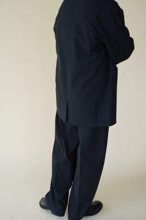 CRISTASEYA<br>OVERSIZED BLAZER<br>in BLACK/NAVY STRIPES