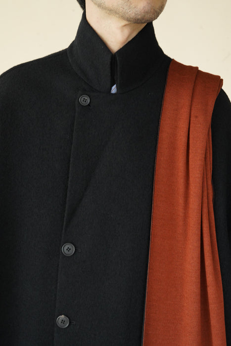 CRISTASEYA<br>SILK CASHMERE DOUBLE SCARF<br>in BLACK/BRICK RED