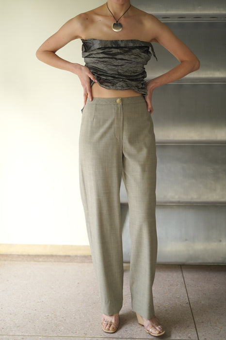 VINTAGE HERMES <br>FRONT BUTTON  SLACKS
