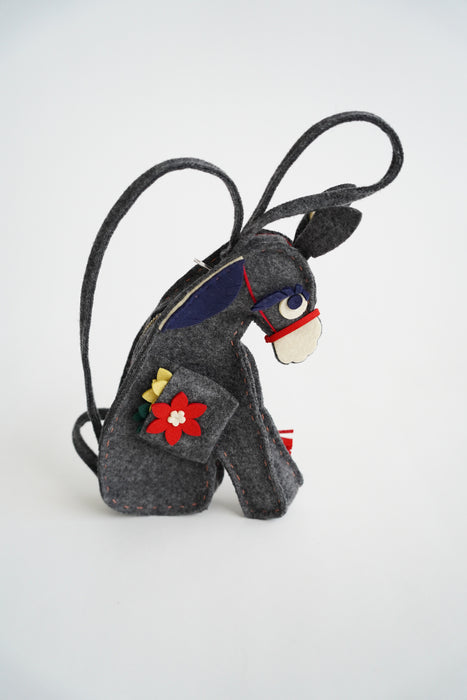 FUMIKA_UCHIDA<br>FELT DONKEY POUCH<br>in TOP GREY