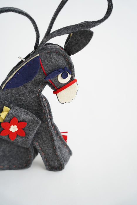 FUMIKA_UCHIDA<br>FELT DONKEY POUCH<br>in TOP GREY