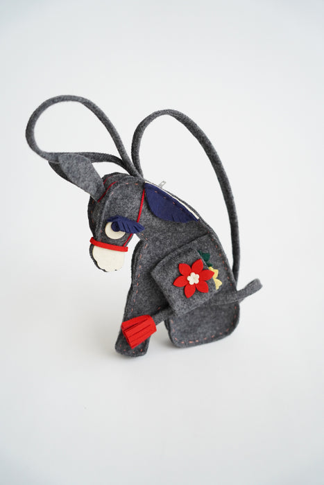 FUMIKA_UCHIDA<br>FELT DONKEY POUCH<br>in TOP GREY
