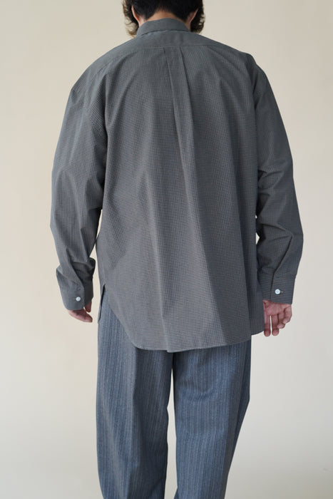 Salvatore Piccolo xCRISTASEYA<br>HANDMADE CLASSIC COLLAR SHIRT<br>in TAUPE WITH BLACK CHECKS