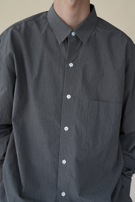 Salvatore Piccolo xCRISTASEYA<br>HANDMADE CLASSIC COLLAR SHIRT<br>in TAUPE WITH BLACK CHECKS