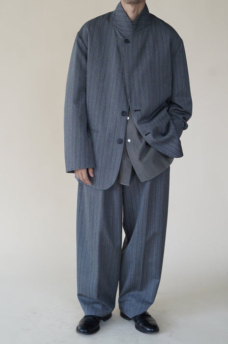CRISTASEYA<br>DOUBLE PLEATED WIDE PANTS <BR>in BLACK/WHITE STRIPES