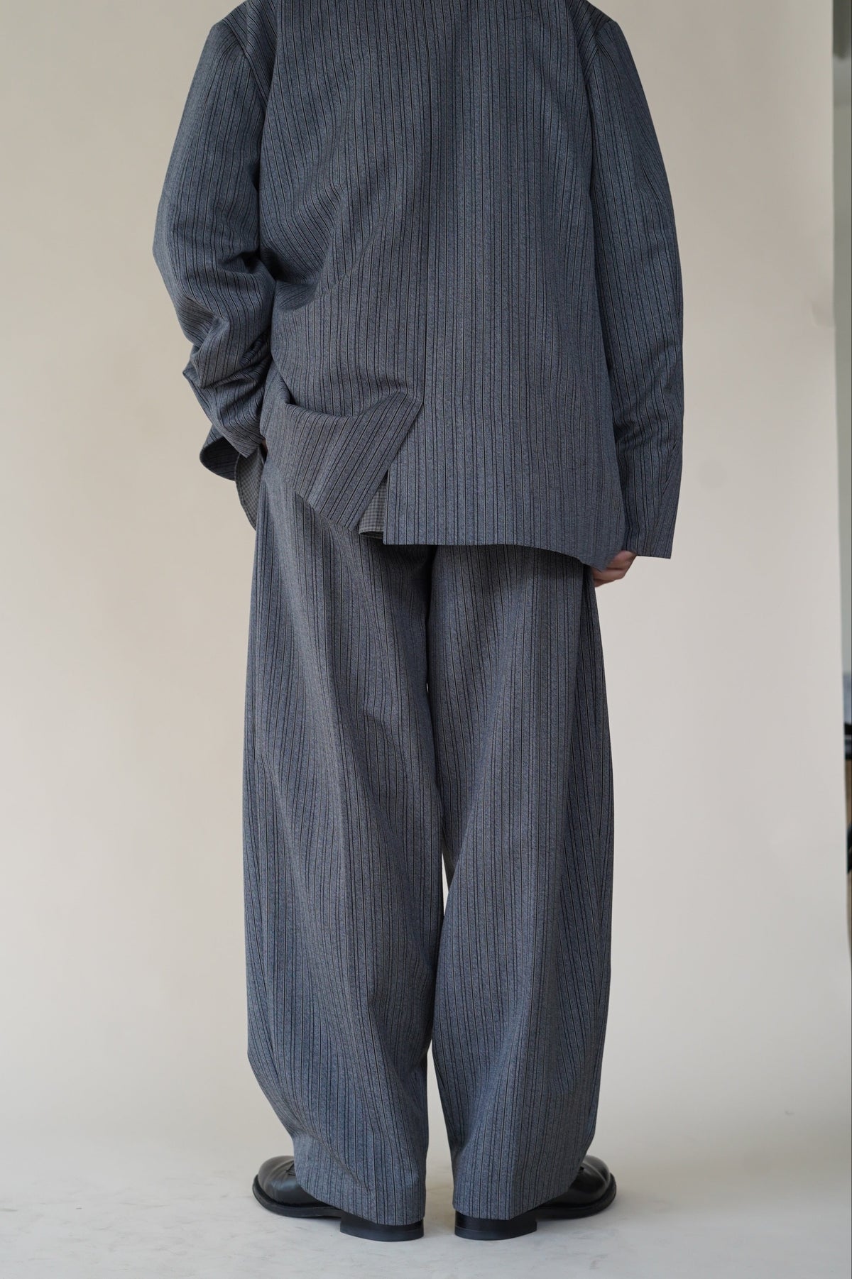 パンツ cristaseya Double Pleated Wide Trousers Cristaseya Double Pleated Wide Trousers Washi Linen Canvas Black