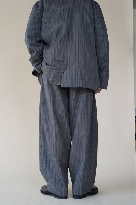 CRISTASEYA<br>DOUBLE PLEATED WIDE PANTS <BR>in BLACK/WHITE STRIPES