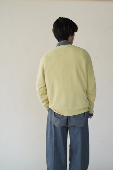 CRISTASEYA<br>OVERSIZED V NECK FLANNEL SWEATER<br>in LIGHT YELLOW