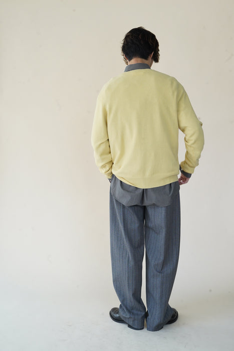 CRISTASEYA<br>OVERSIZED V NECK FLANNEL SWEATER<br>in LIGHT YELLOW