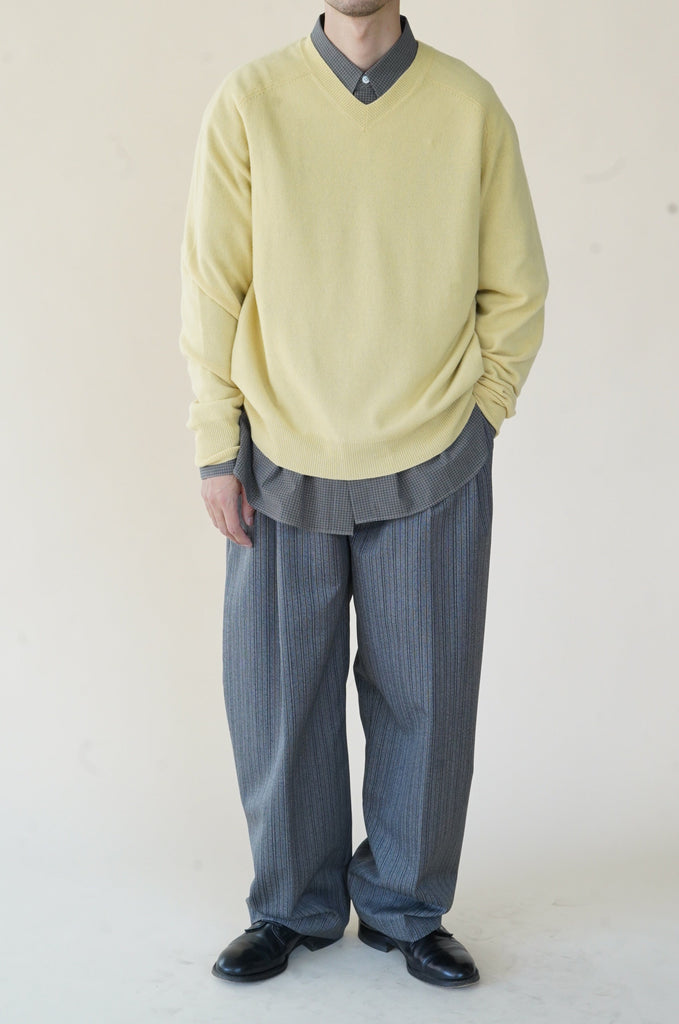 CRISTASEYA OVERSIZED V NECK FLANNEL SWEATER in LIGHT YELLOW – PORT