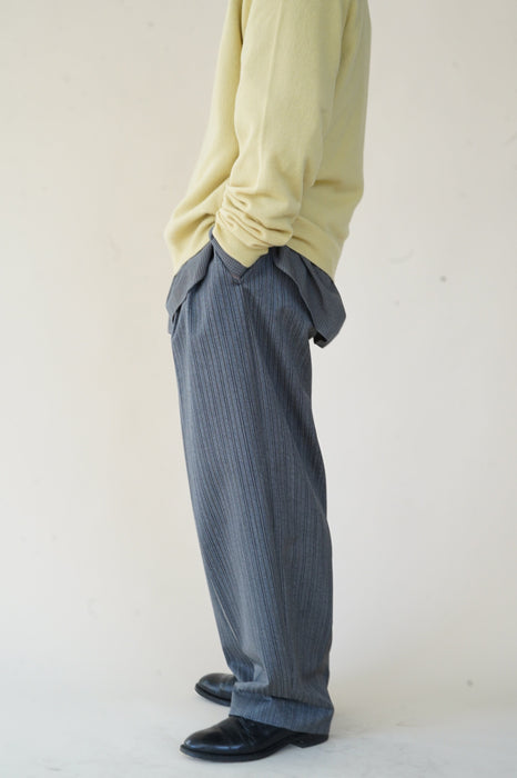 CRISTASEYA<br>DOUBLE PLEATED WIDE PANTS <BR>in BLACK/WHITE STRIPES