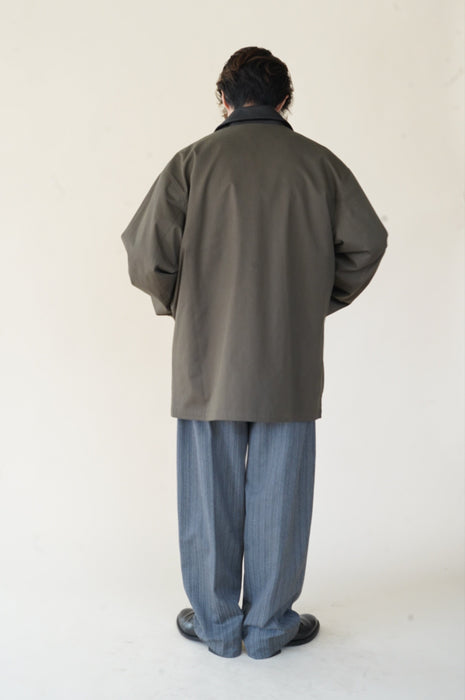 CRISTASEYA<br>JAPANESECOTTON OVERSIZED BLOUSON WITH LEATHER PATCH<BR>in KHAKI
