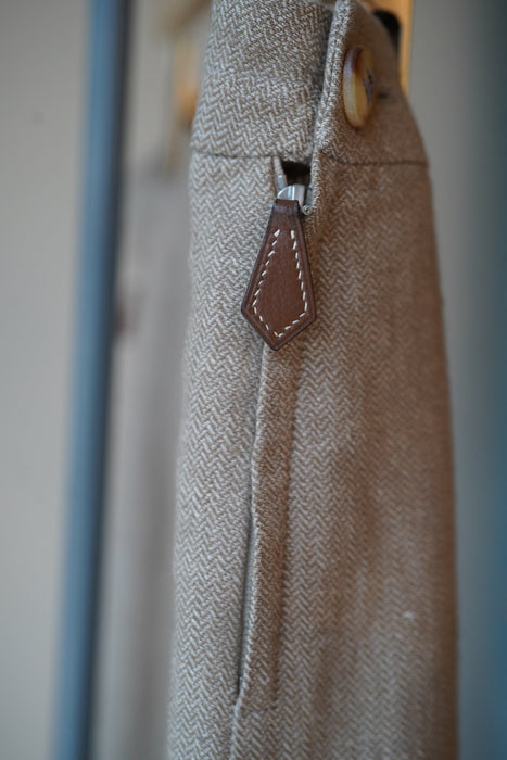 VINTAGE HERMES <br>LINEN SIDE ZIP HERRINGBONE TROUSERS <BR> <BR>SOLD OUT