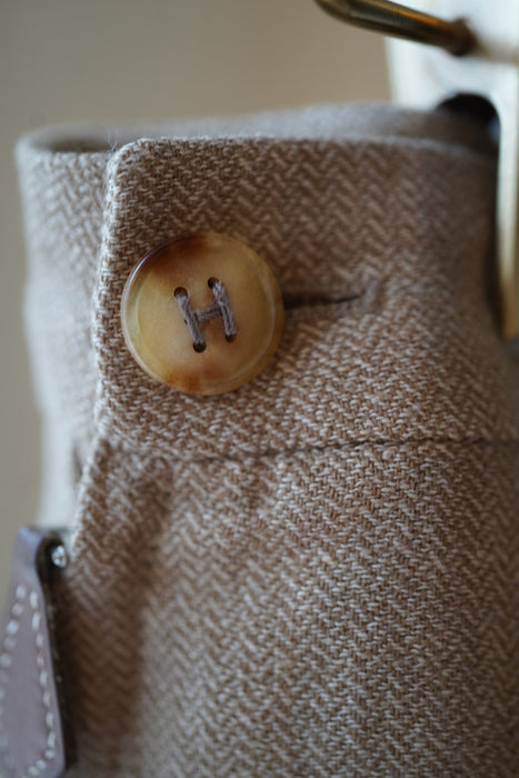 VINTAGE HERMES <br>LINEN SIDE ZIP HERRINGBONE TROUSERS <BR> <BR>SOLD OUT