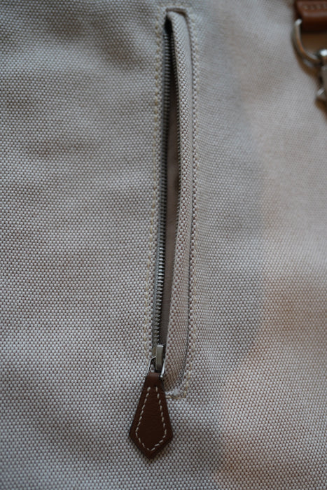 VINTAGE HERMES <br>SILHOUETTE WITH REMOVABLE POCKETS IN ”TOILE H" CANVAS WITH LEATHER
