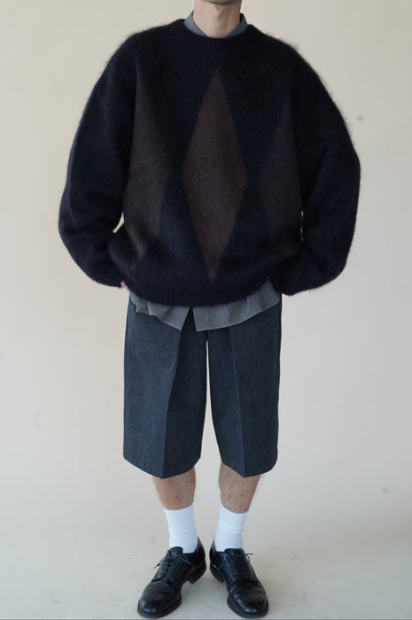 CRISTASEYA<br>ROMBO SWEATER<BR>in BLACK WITH BROWN/NOISETTE
