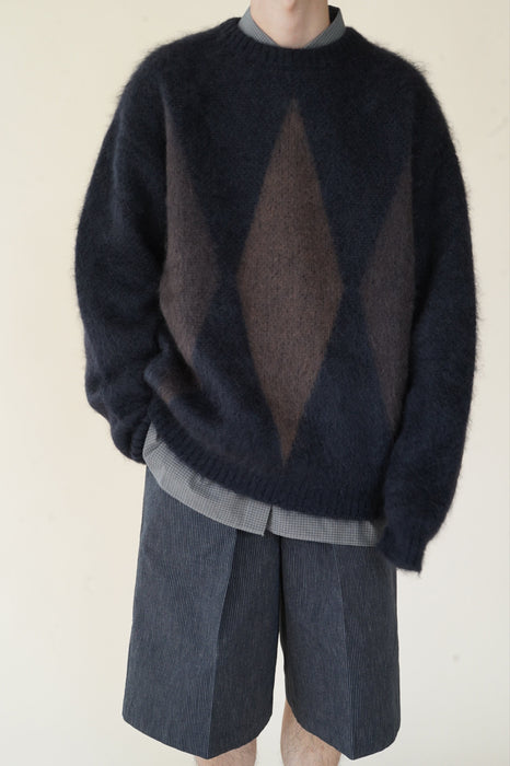 CRISTASEYA<br>ROMBO SWEATER<BR>in BLACK WITH BROWN/NOISETTE