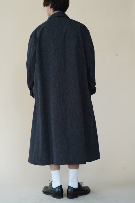 CRISTASEYA<br>OVERSIZED LONG TRENCH<br>in BLACK WITH WHITE STRIPES