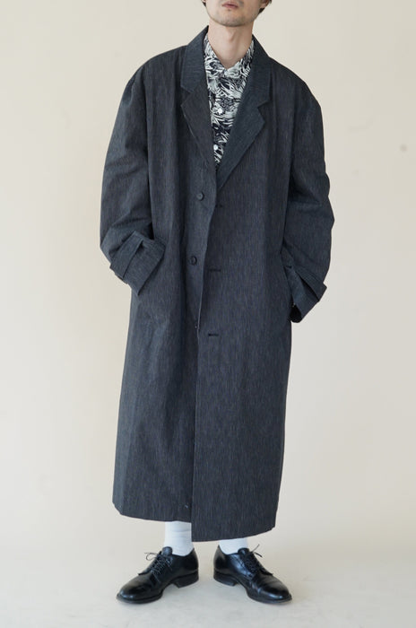 CRISTASEYA<br>OVERSIZED LONG TRENCH<br>in BLACK WITH WHITE STRIPES