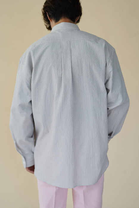 Salvatore Piccolo x CRISTASEYA<br>HANDMADE CLASSIC COLLAR SHIRT<br>in CREAM WITH BLUE CHECKS