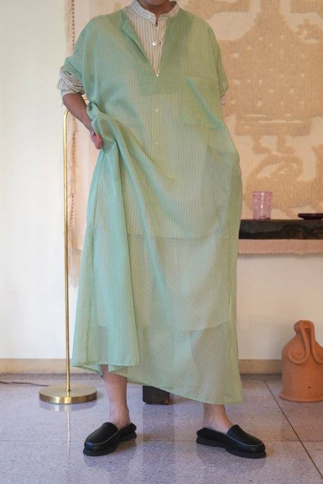 CRISTASEYA for PORT<br>SHEER CAFTAN DRESS<br>SAUGE STRIPES