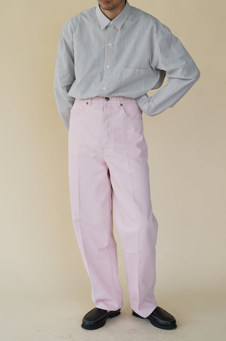 Salvatore Piccolo x CRISTASEYA<br>HANDMADE CLASSIC COLLAR SHIRT<br>in CREAM WITH BLUE CHECKS