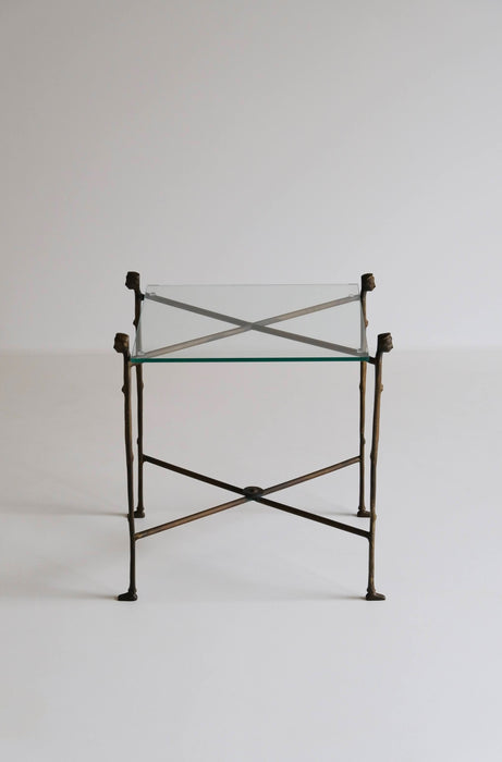 VINTAGE GLASS SIDE TABLE<BR><BR>SOLD OUT