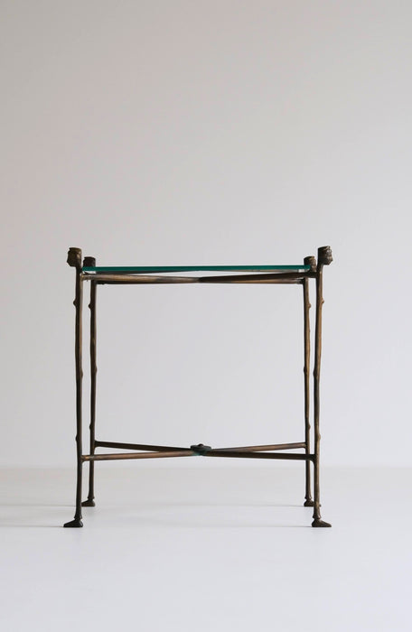 VINTAGE GLASS SIDE TABLE<BR><BR>SOLD OUT