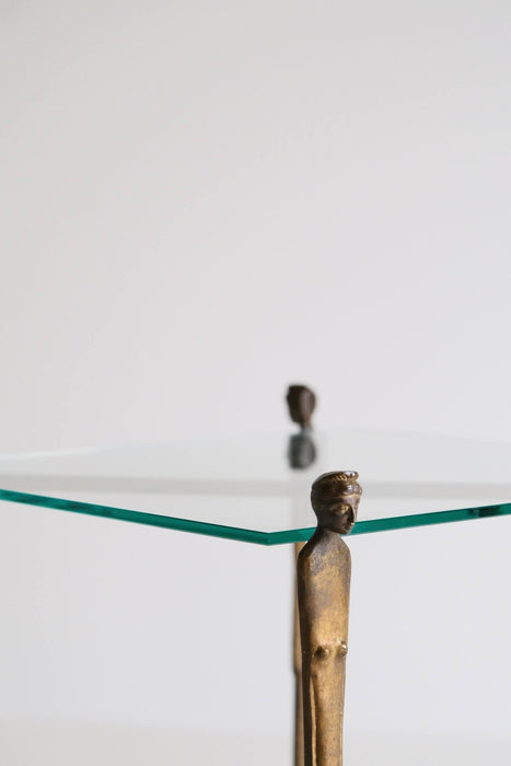 VINTAGE GLASS SIDE TABLE<BR><BR>SOLD OUT