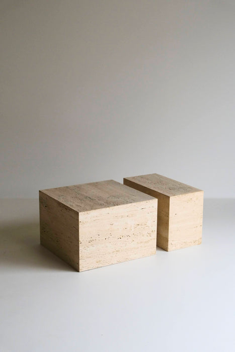 VINTAGE TRAVERTINE DISPLAY TABLE<BR>SAMLL AND MEDIUM