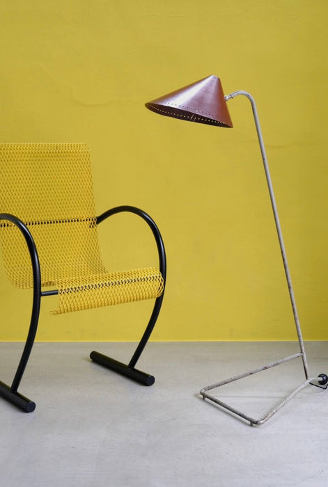 VINTAGE RED SHADE FLOOR LAMP<BR><BR>SOLD OUT