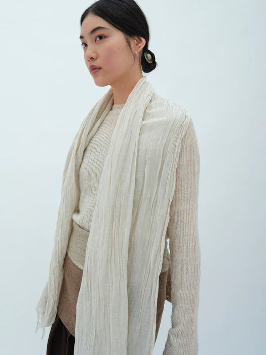 NORLHA<br>FEATHER LIGHT NARROW SCARF <br>in NATURAL YAK WHITE<br><br>SOLD OUT