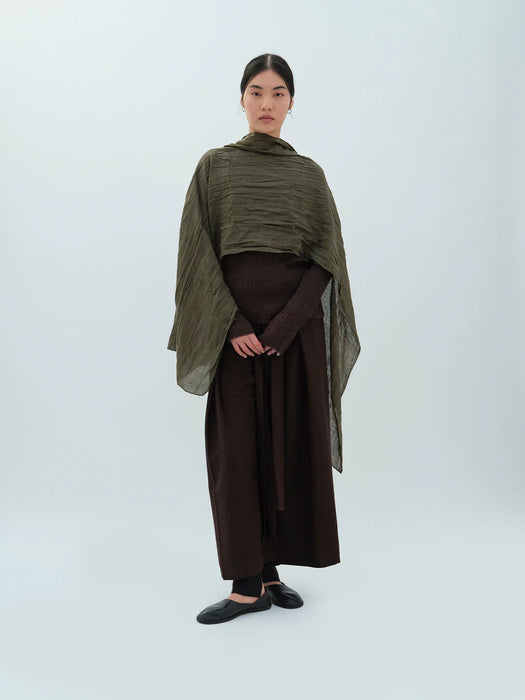 NORLHA<br>FEATHER LIGHT NARROW SCARF <br>in TEA LEAF