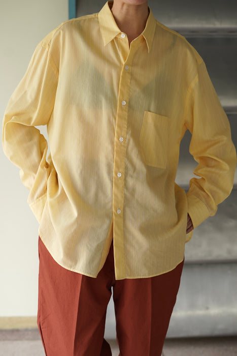 Salvatore  Piccolo x CRISTASEYA<br>HANDMADE CLASSIC COLLAR SHIRT<br>in YELLOW WITH WHITE STRIPES