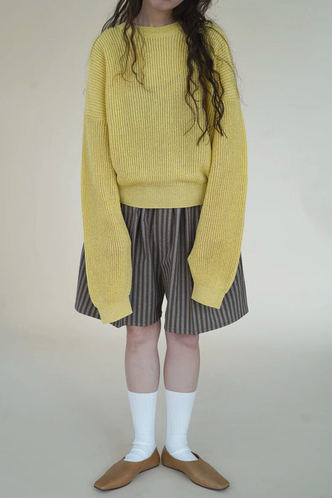 CRISTASEYA<br>WASHI PAPRE DROPSHOULDER CROPPED SWEATER<br>in YELLOW