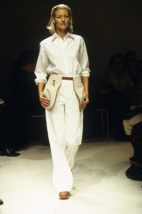 VINTAGE HERMES <br>SILHOUETTE WITH REMOVABLE POCKETS IN ”TOILE H" CANVAS WITH LEATHER