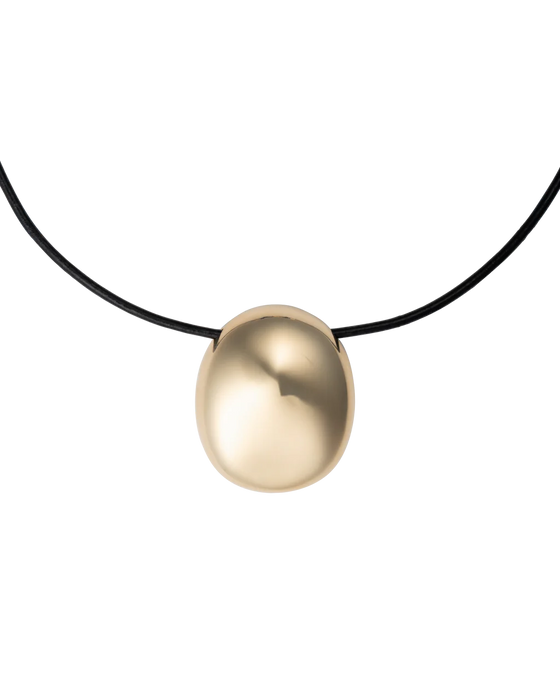 SAPIR BACHAR<br>GOLD PEBBLE LEATHER CHOKER