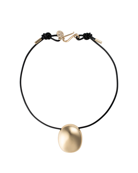 SAPIR BACHAR<br>GOLD PEBBLE LEATHER CHOKER