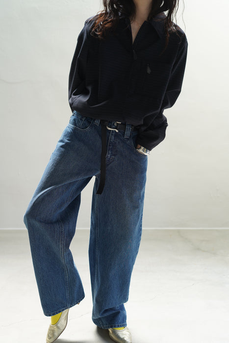 VINTAGE HERMES <br>WOOL ZIP STRIPED SHIRT