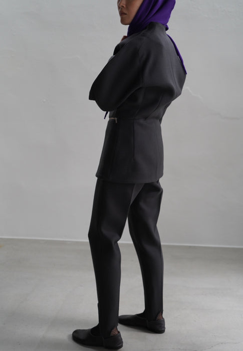 FUMIKA_UCHIDA<BR>STRETCH W-FACE STRRUPS PANTS<BR>in EGG/ASPHALT