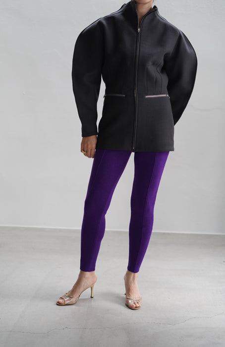 FUMIKA_UCHIDA<BR>STRETCH CASHMERE TRACK PANTS<BR>in OYSTER/VIOLET