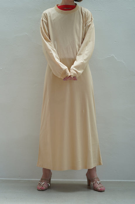 pelleq<br>back open long sleeve dress T<br>DESERT/BLACK