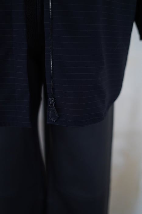 VINTAGE HERMES <br>WOOL ZIP STRIPED SHIRT