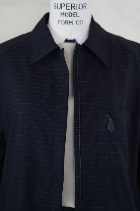 VINTAGE HERMES <br>WOOL ZIP STRIPED SHIRT