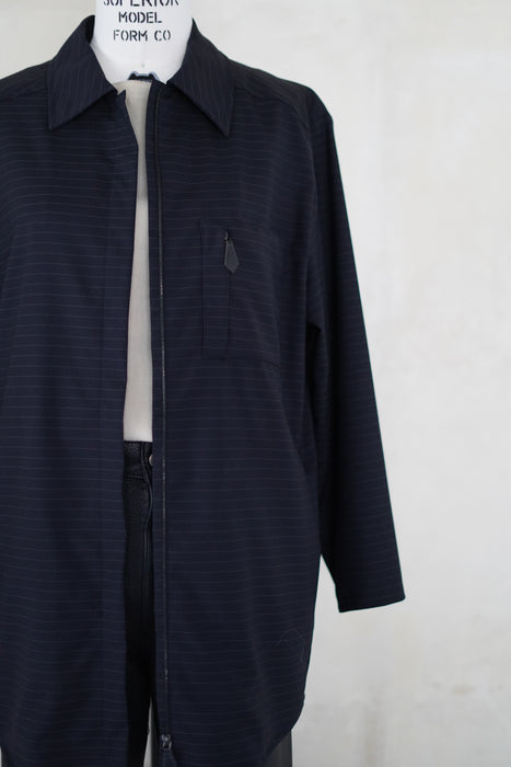 VINTAGE HERMES <br>WOOL ZIP STRIPED SHIRT