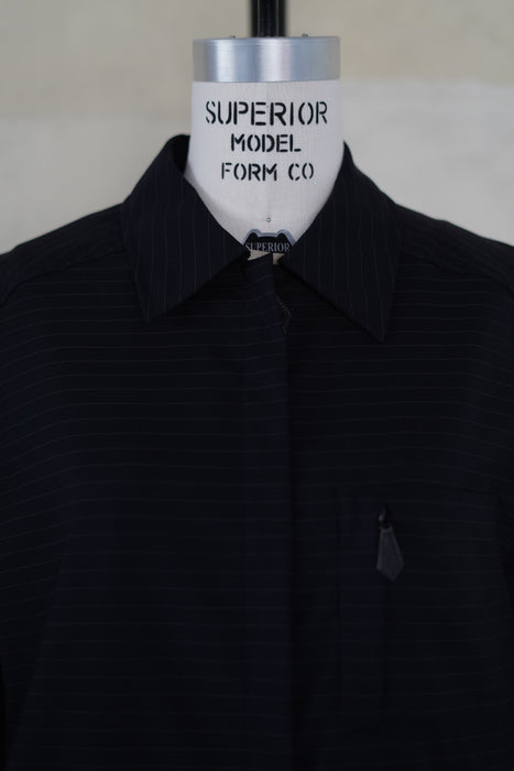 VINTAGE HERMES <br>WOOL ZIP STRIPED SHIRT